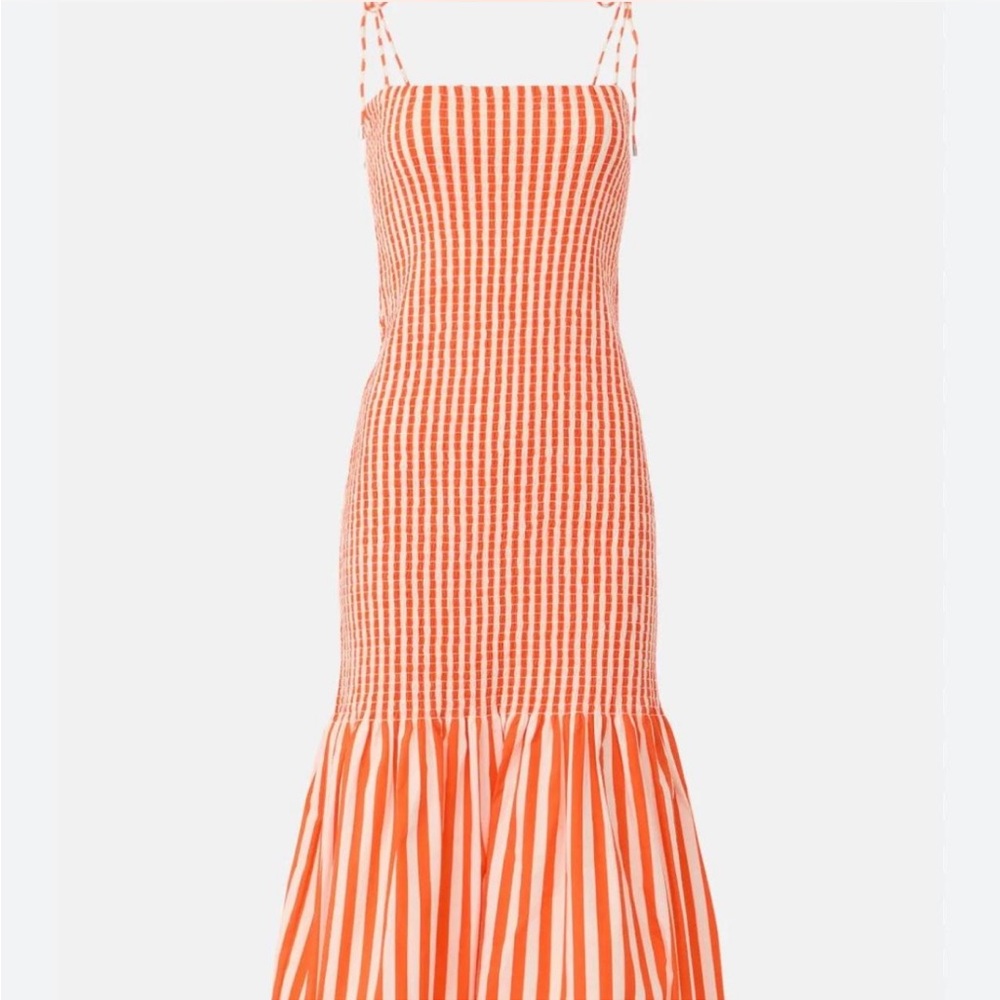 Simon Miller Orange & White Striped Midi Dress